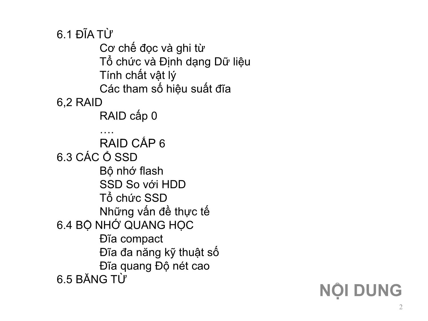 Bài giảng Kiến trúc máy tính - Chương 6: Bộ nhớ ngoài - Nguyễn Hằng Phương trang 2