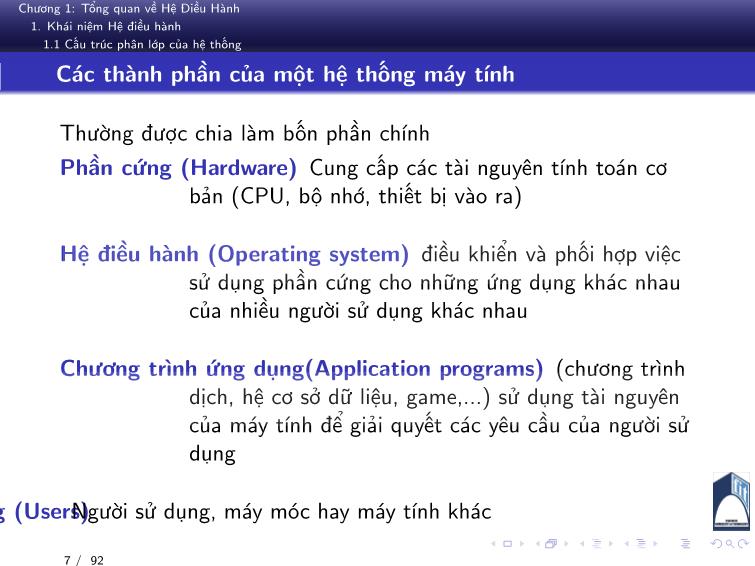 Bài giảng Hệ điều hành - Chương 1: Tổng quan về hệ điều hành - Phan Đăng Hải trang 7