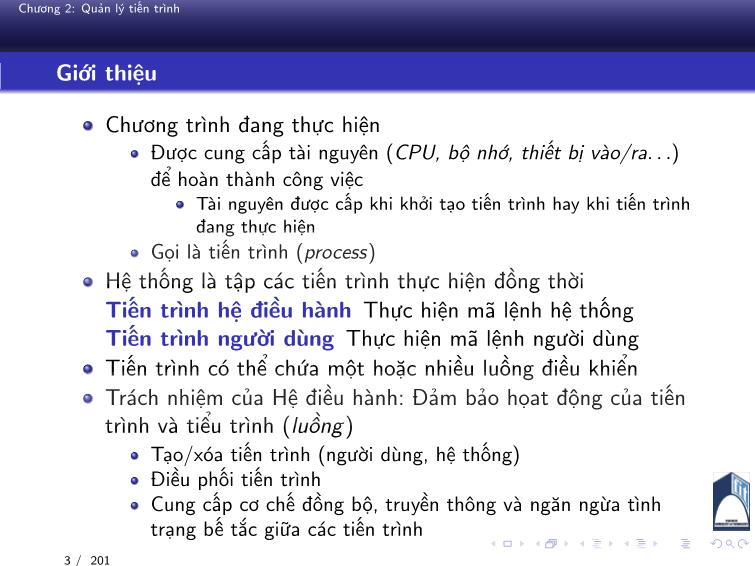 Bài giảng Hệ điều hành - Chương 2: Quản lý tiến trình - Phan Đăng Hải trang 3