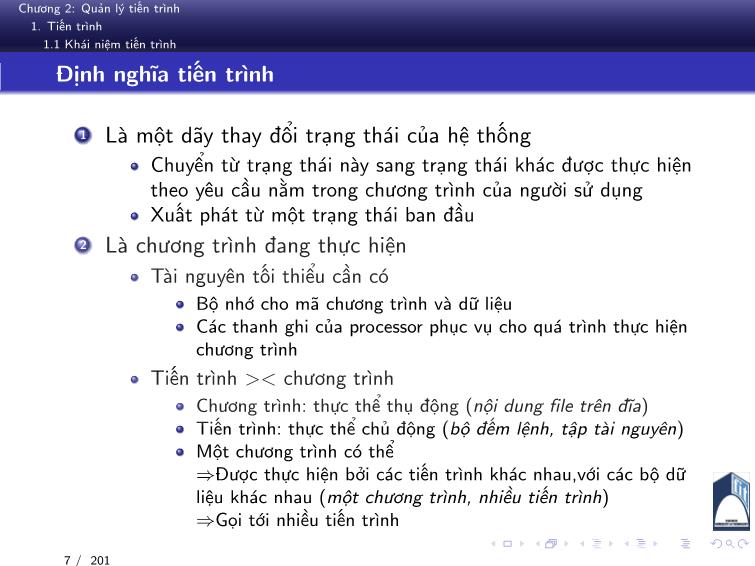 Bài giảng Hệ điều hành - Chương 2: Quản lý tiến trình - Phan Đăng Hải trang 8