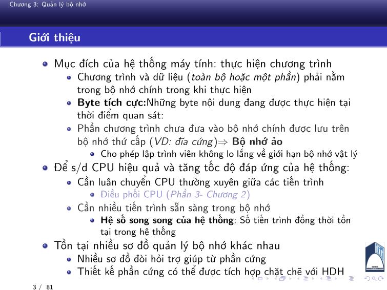 Bài giảng Hệ điều hành - Chương 3: Quản lý bộ nhớ - Phan Đăng Hải trang 5