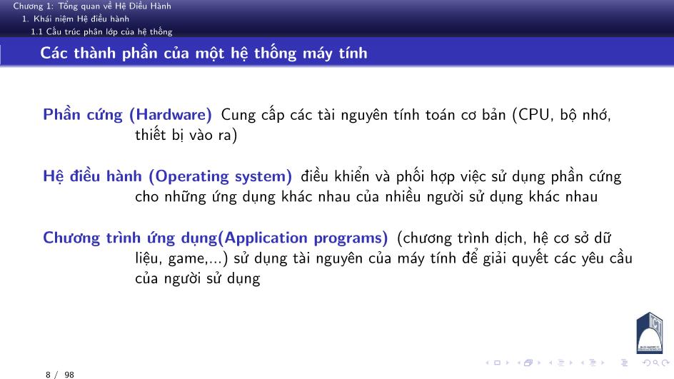 Bài giảng Nguyên lý hệ điều hành - Chương 1: Tổng quan về hệ điều hành - Phan Đăng Hải trang 10