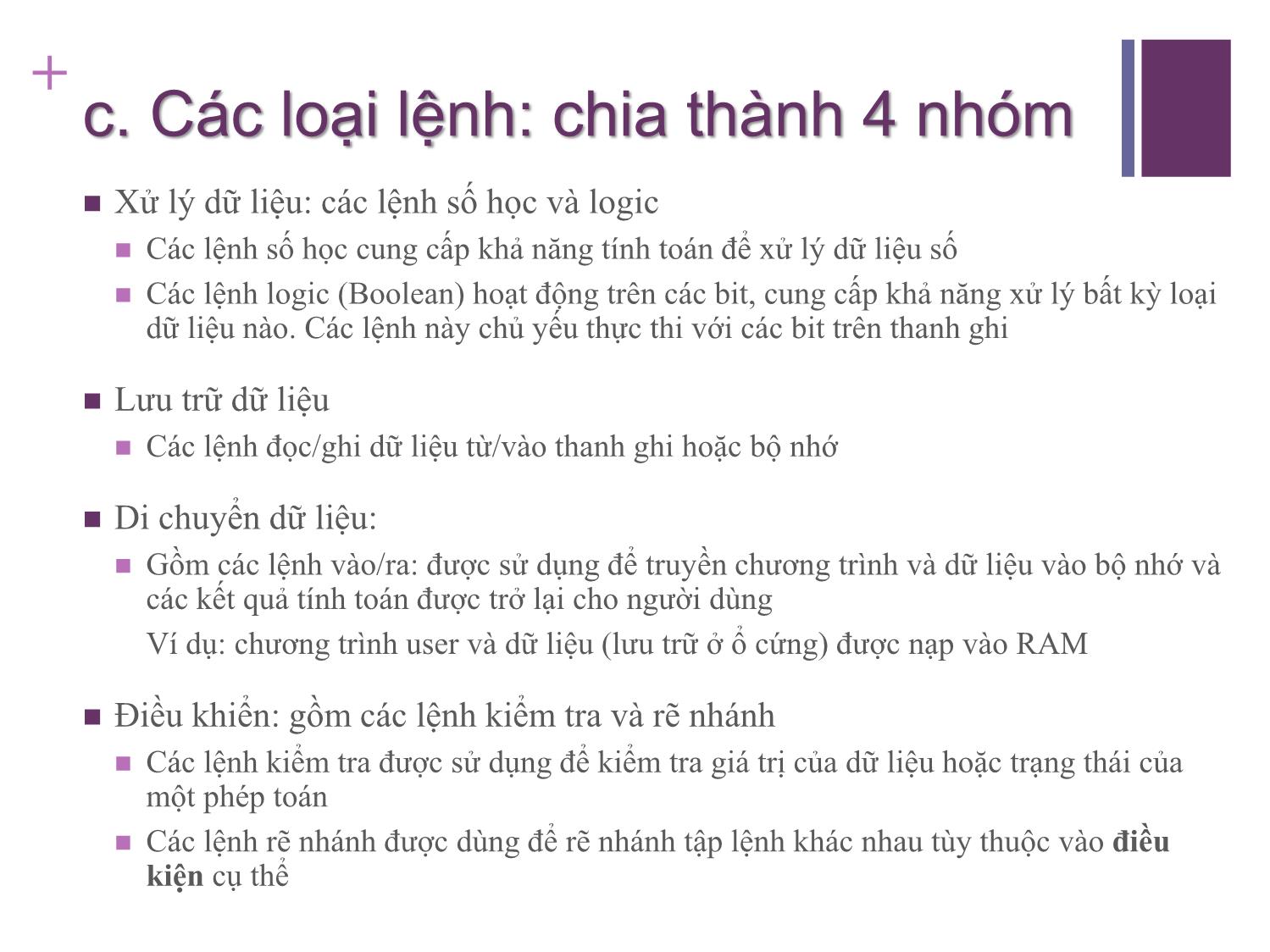 Bài giảng Kiến trúc máy tính - Chương 1: Tập lệnh. Đặc điểm và chức năng - Nguyễn Thị Phương trang 10