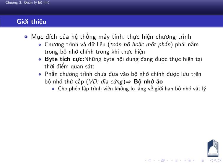 Bài giảng Nguyên lý hệ điều hành - Chương 3: Quản lý bộ nhớ - Phan Đăng Hải trang 3