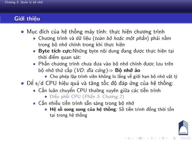 Bài giảng Nguyên lý hệ điều hành - Chương 3: Quản lý bộ nhớ - Phan Đăng Hải trang 4