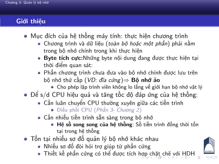 Bài giảng Nguyên lý hệ điều hành - Chương 3: Quản lý bộ nhớ - Phan Đăng Hải trang 5