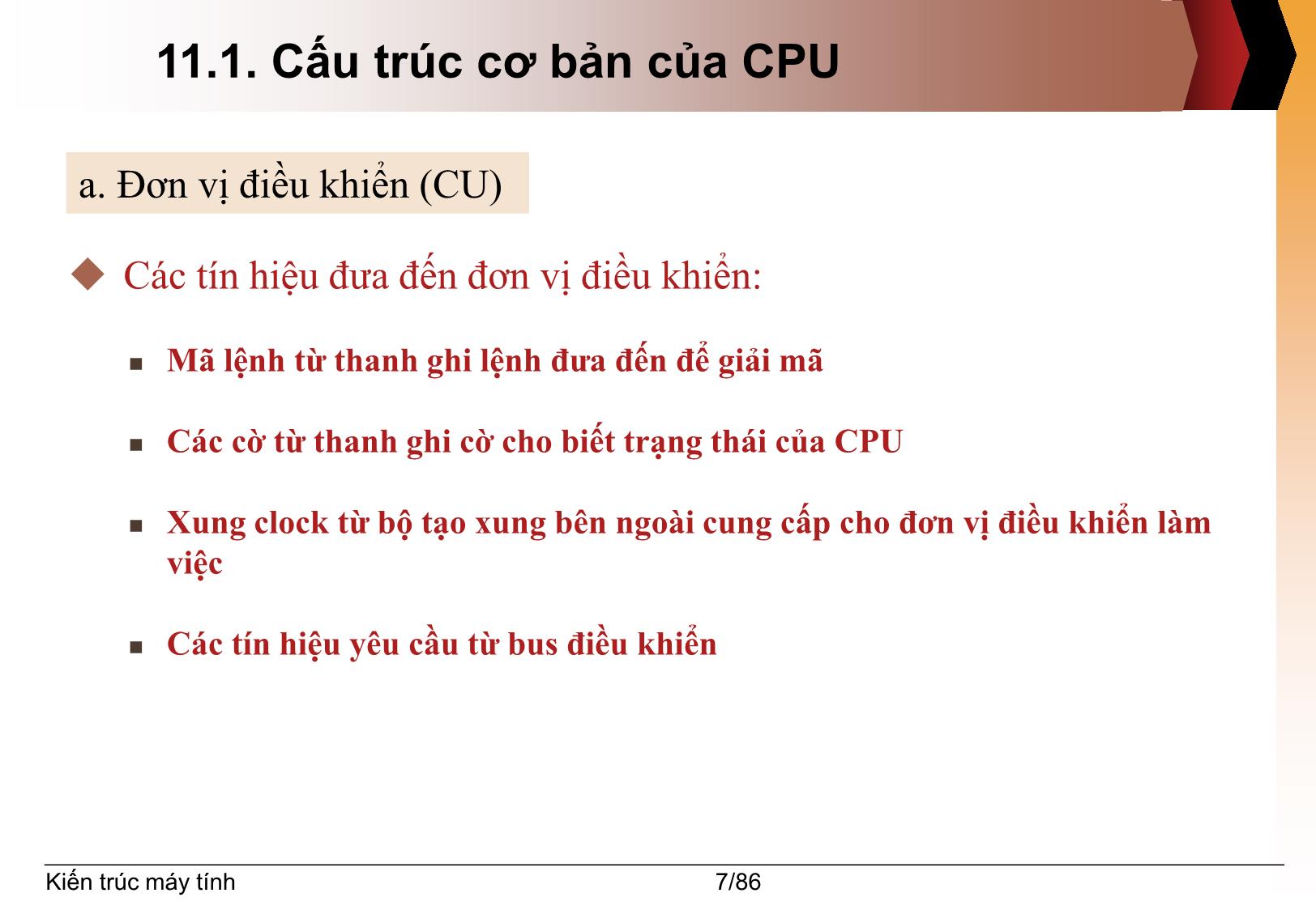 Bài giảng Kiến trúc máy tính - Chương 11: Bộ xử lý trung tâm - Nguyễn Thị Phương trang 7