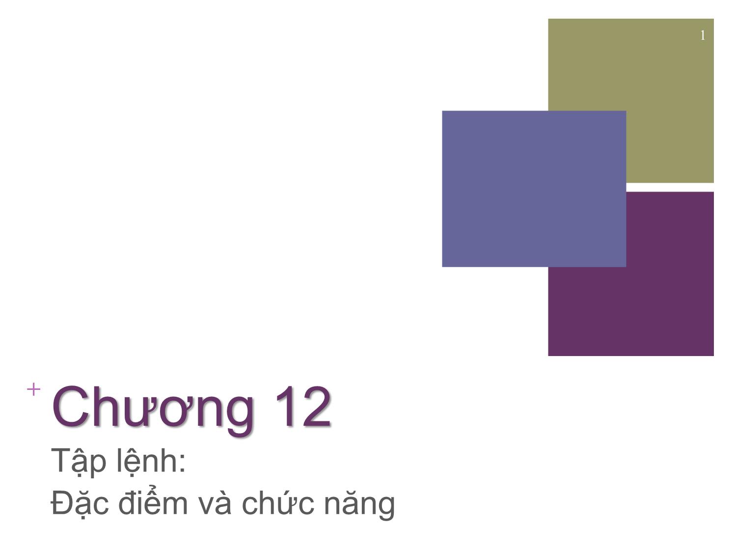 Bài giảng Kiến trúc máy tính - Chương 12: Tập lệnh - Đặc điểm và chức năng - Nguyễn Hằng Phương trang 1