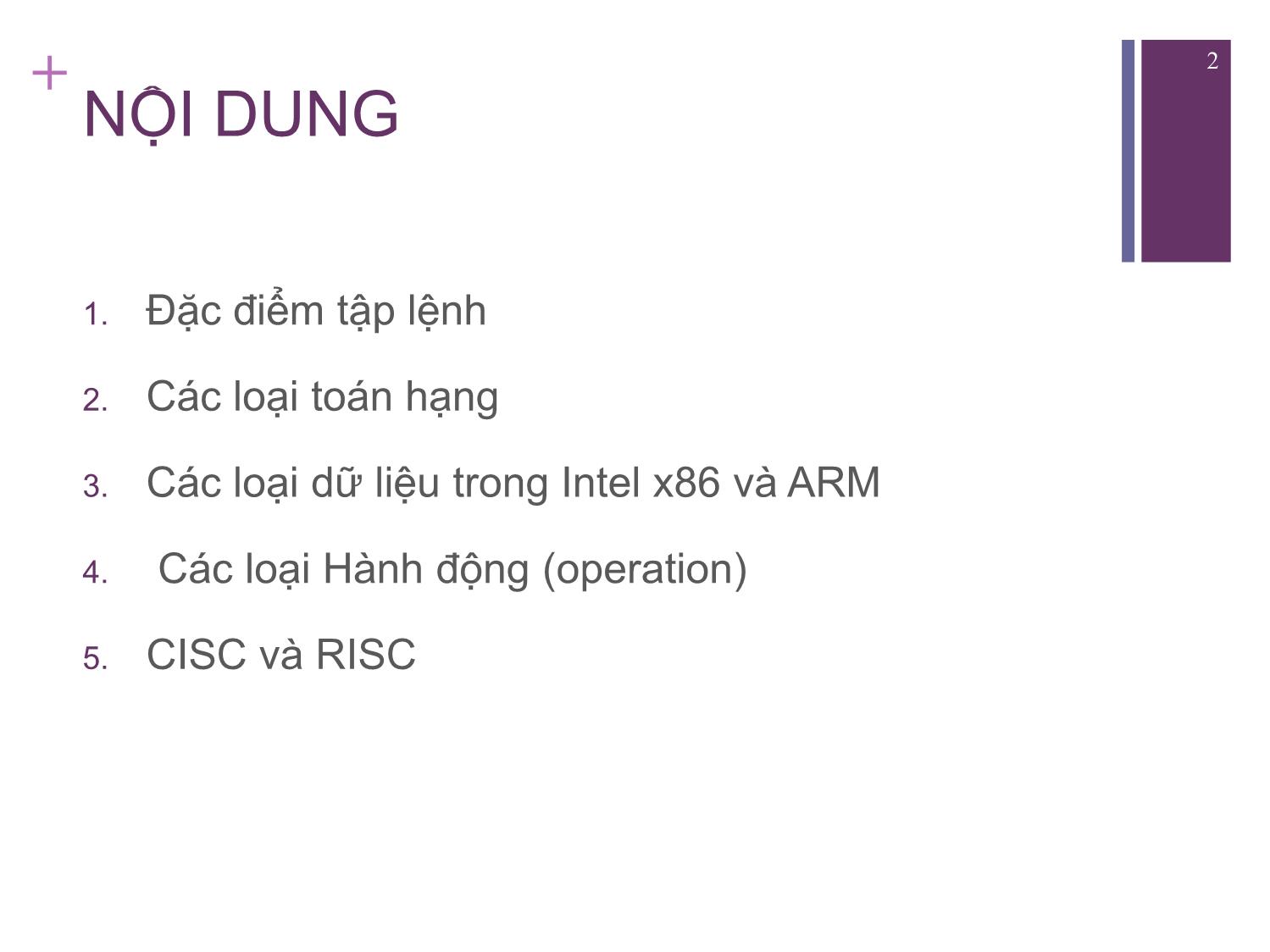 Bài giảng Kiến trúc máy tính - Chương 12: Tập lệnh - Đặc điểm và chức năng - Nguyễn Hằng Phương trang 2