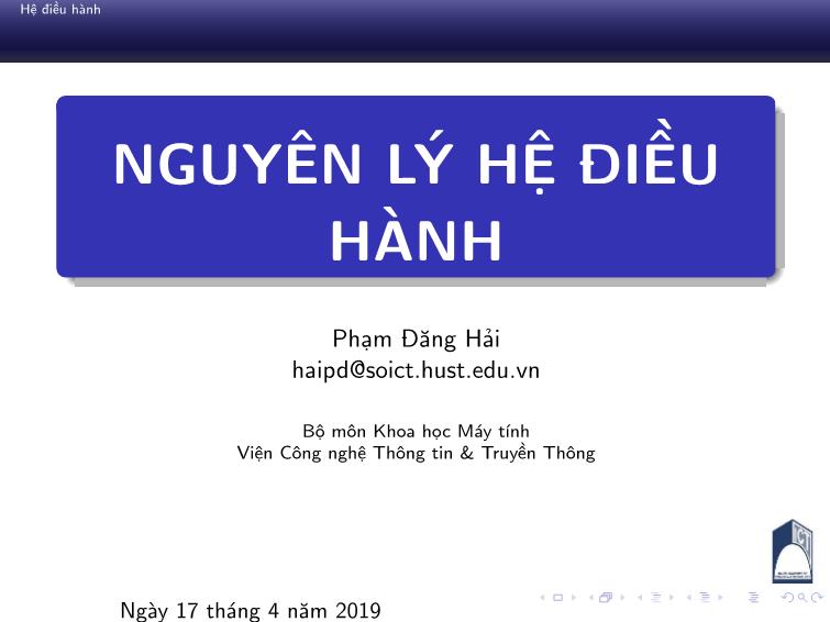 Bài giảng Nguyên lý hệ điều hành - Chương 4: Quản lý hệ thống file - Phan Đăng Hải trang 1