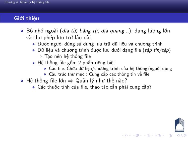 Bài giảng Nguyên lý hệ điều hành - Chương 4: Quản lý hệ thống file - Phan Đăng Hải trang 4