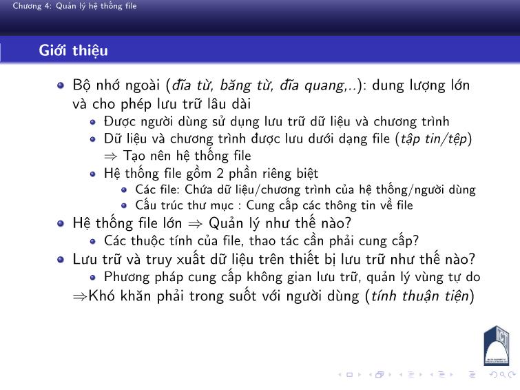 Bài giảng Nguyên lý hệ điều hành - Chương 4: Quản lý hệ thống file - Phan Đăng Hải trang 5