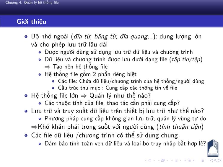 Bài giảng Nguyên lý hệ điều hành - Chương 4: Quản lý hệ thống file - Phan Đăng Hải trang 6