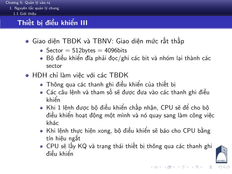 Bài giảng Nguyên lý hệ điều hành - Chương 5: Quản lý vào ra - Phan Đăng Hải trang 10