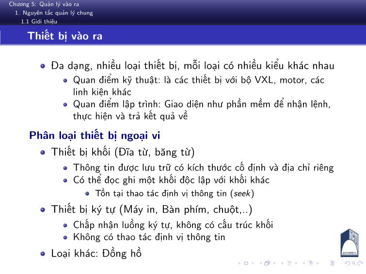 Bài giảng Nguyên lý hệ điều hành - Chương 5: Quản lý vào ra - Phan Đăng Hải trang 7