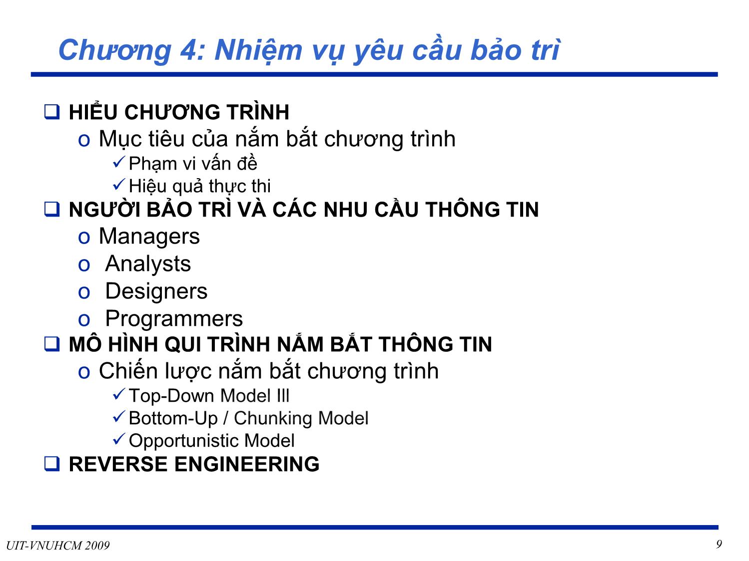 Bài giảng Phát triển vận hành bảo trì phần mềm - Giới thiệu môn học - Nguyễn Thị Thanh Trúc trang 9