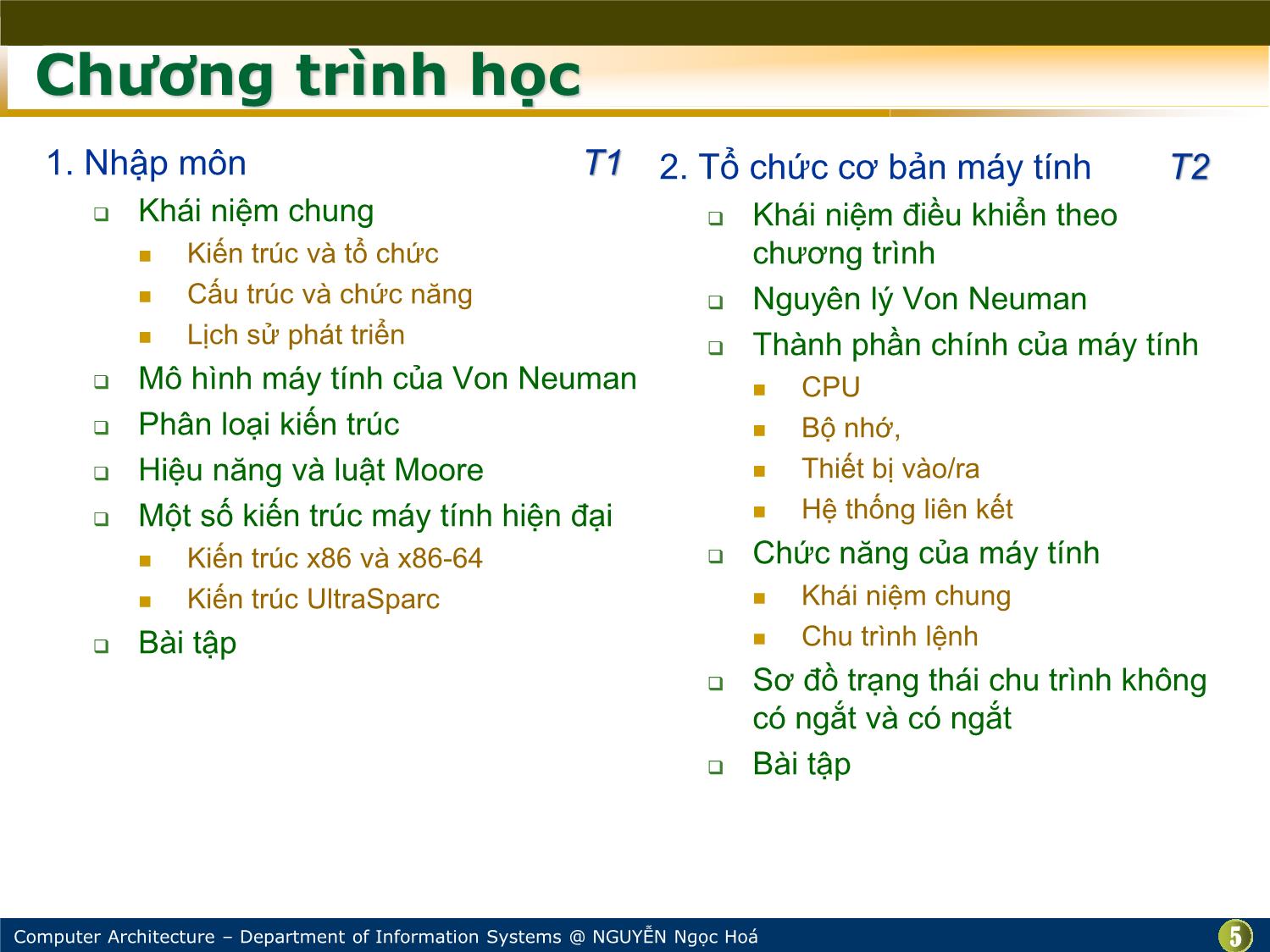 Bài giảng Kiến trúc máy tính - Chương mở đầu: Giới thiệu môn học - Nguyễn Ngọc Hóa trang 5