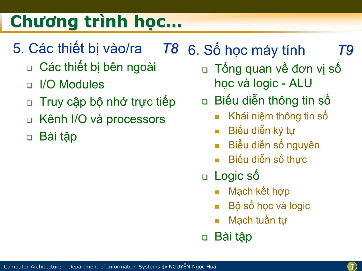 Bài giảng Kiến trúc máy tính - Chương mở đầu: Giới thiệu môn học - Nguyễn Ngọc Hóa trang 7