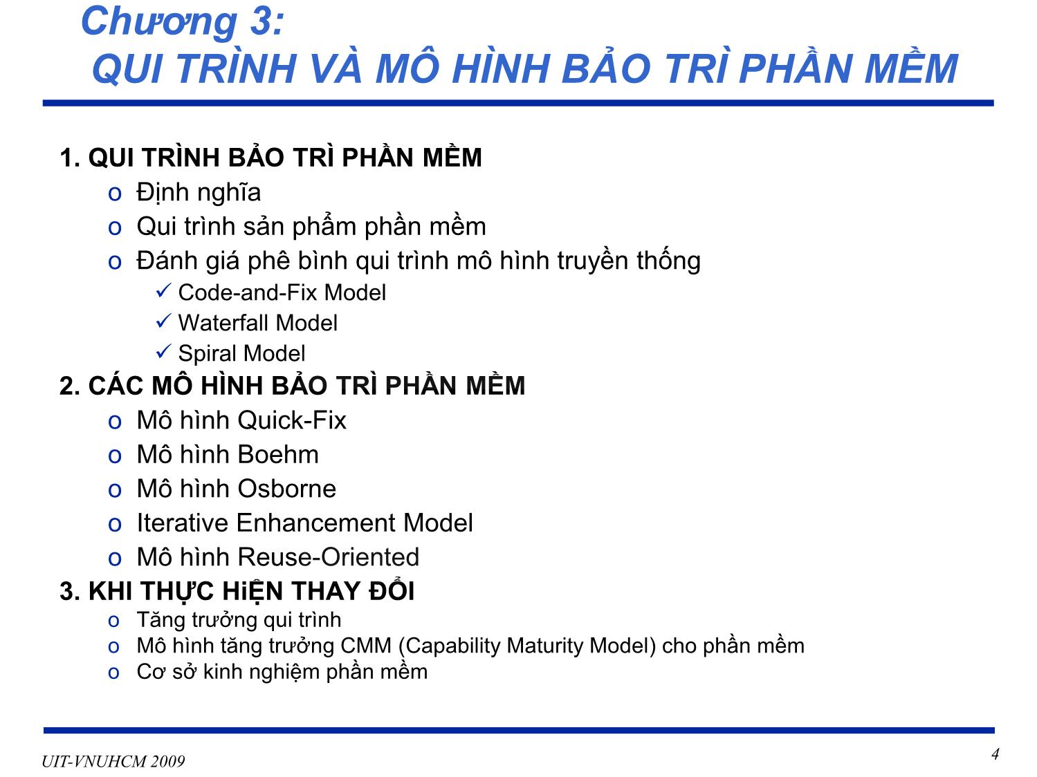 Bài giảng Phát triển vận hành bảo trì phần mềm - Chương 3: Qui trình và mô hình bảo trì phần mềm - Nguyễn Thị Thanh Trúc trang 4