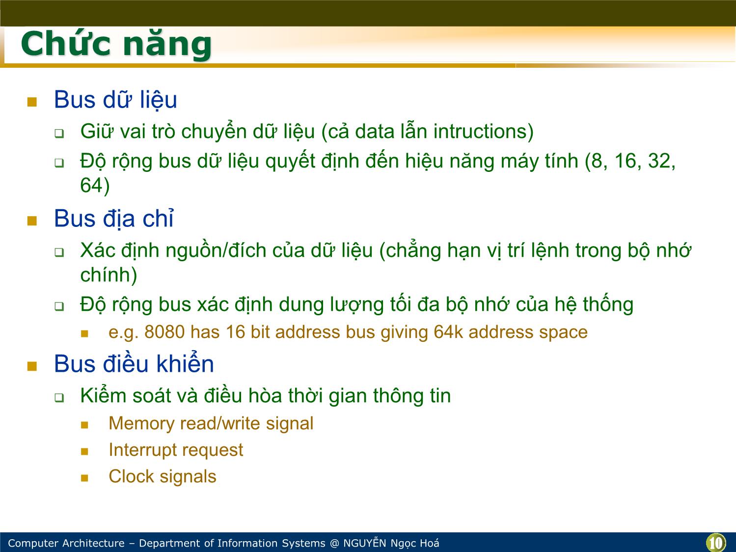 Bài giảng Kiến trúc máy tính - Chương: Hệ thống liên kết trong - Nguyễn Ngọc Hóa trang 10