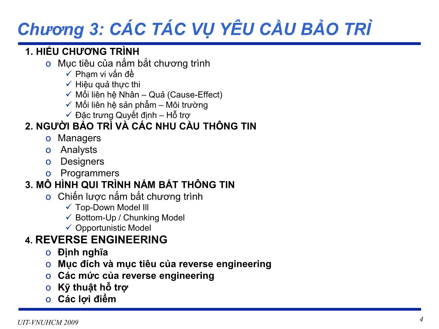 Bài giảng Phát triển vận hành bảo trì phần mềm - Chương 4: Các tác vụ yêu cầu bảo trì - Nguyễn Thị Thanh Trúc trang 4