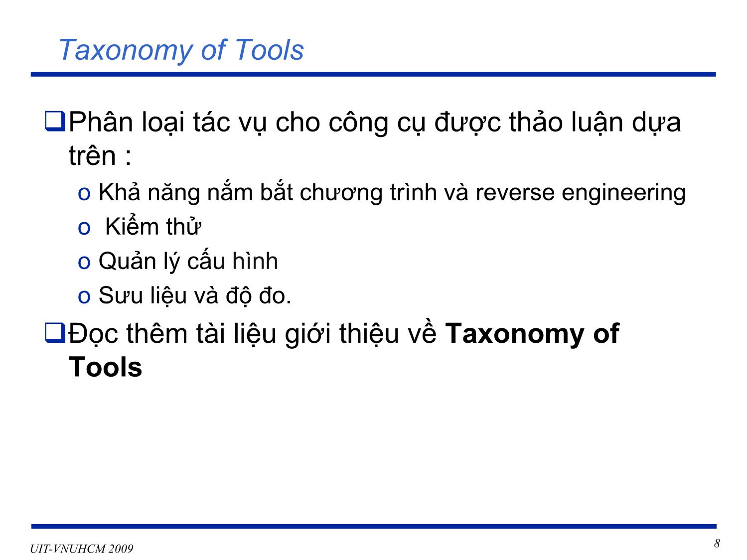 Bài giảng Phát triển vận hành bảo trì phần mềm - Chương 8: Các công cụ bảo trì - Nguyễn Thị Thanh Trúc trang 8