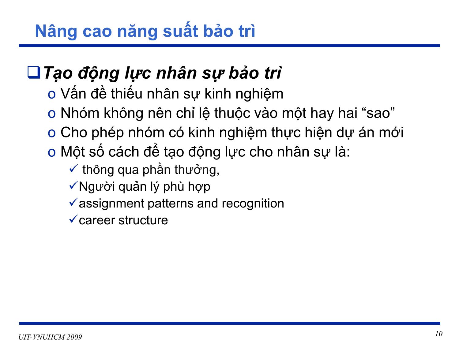 Bài giảng Phát triển vận hành bảo trì phần mềm - Chương 6+7: Vấn đề quản lý và tổ chức quản lý cấu hình và kiểm soát thay đổi - Nguyễn Thị Thanh Trúc trang 10