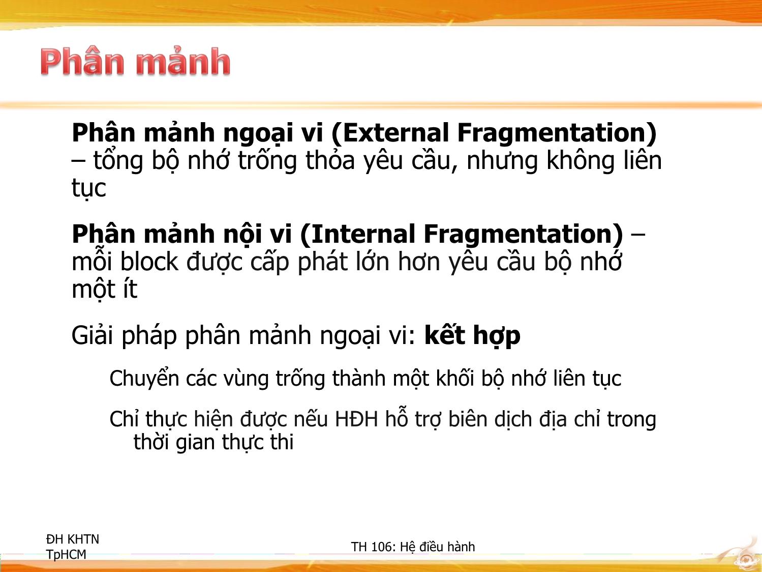 Bài giảng Hệ điều hành - Quản lý bộ nhớ trang 10