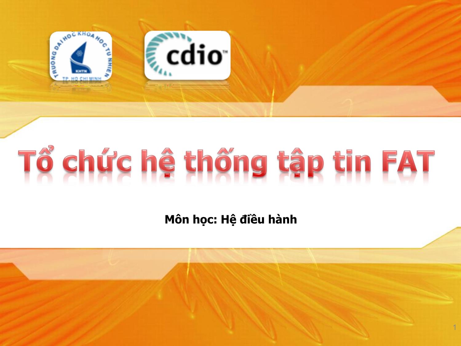 Bài giảng Hệ điều hành - Tổ chức hệ thống tập tin FAT trang 1