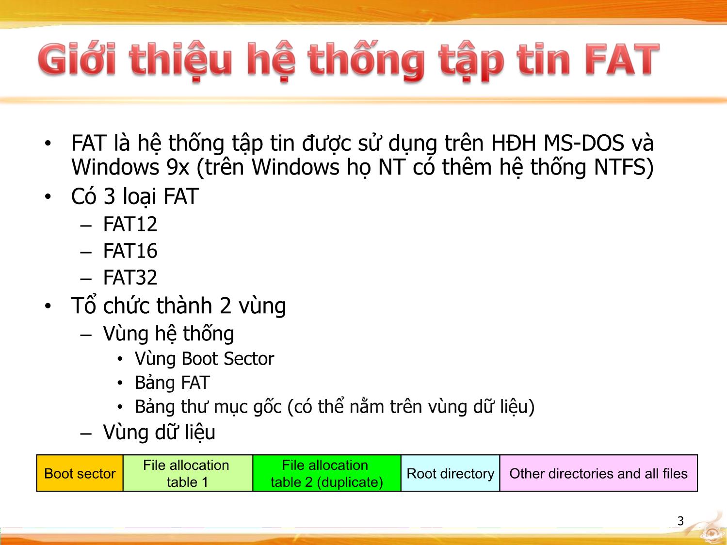 Bài giảng Hệ điều hành - Tổ chức hệ thống tập tin FAT trang 3