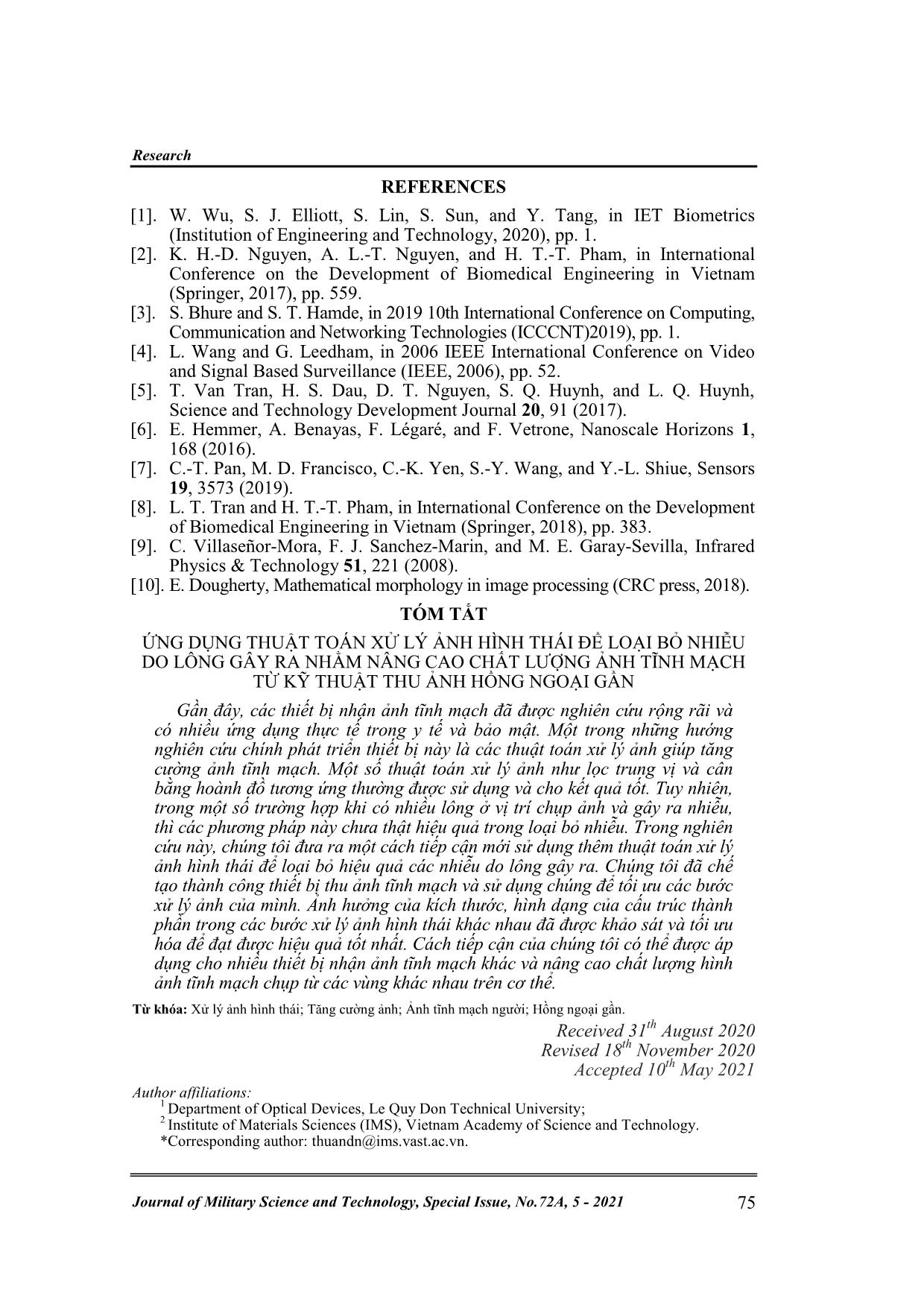 Application of morphological image processing to remove hair noises while enhancing patterns of near-Infrared human vein images trang 7