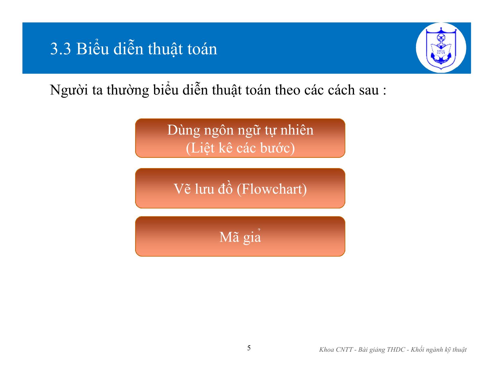 Bài giảng Kiến trúc máy tính (Phần 1) - Chương 3: Thuật toán - Nguyễn Văn Huy trang 5