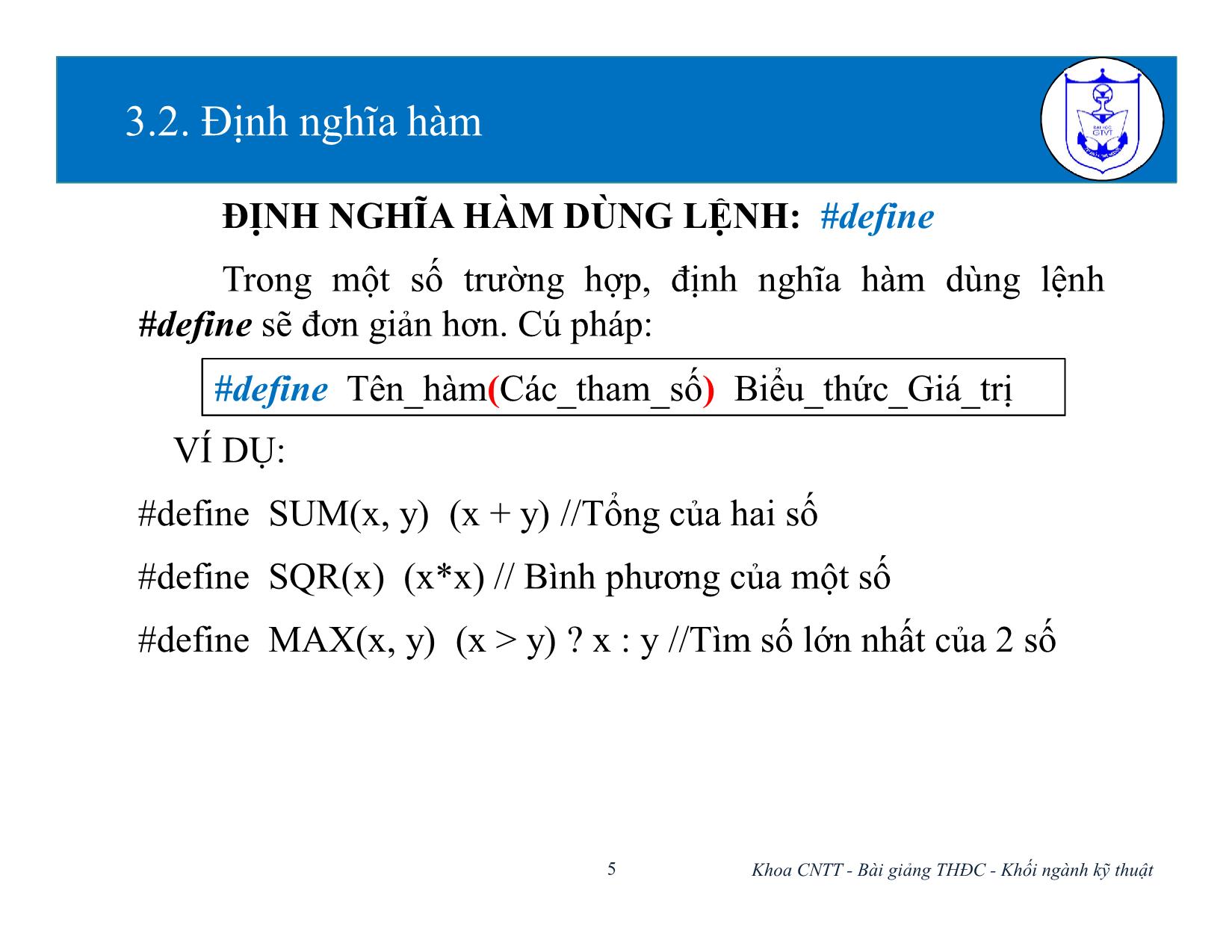 Bài giảng Kiến trúc máy tính (Phần 2) - Chương 3: Hàm và tổ chức chương trình - Nguyễn Văn Huy trang 5