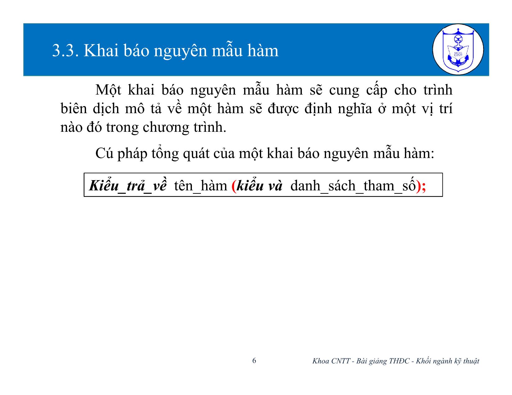 Bài giảng Kiến trúc máy tính (Phần 2) - Chương 3: Hàm và tổ chức chương trình - Nguyễn Văn Huy trang 6