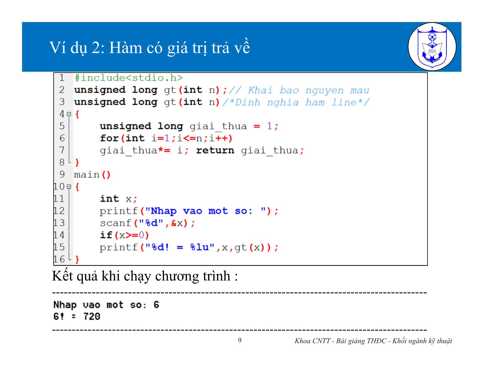 Bài giảng Kiến trúc máy tính (Phần 2) - Chương 3: Hàm và tổ chức chương trình - Nguyễn Văn Huy trang 9