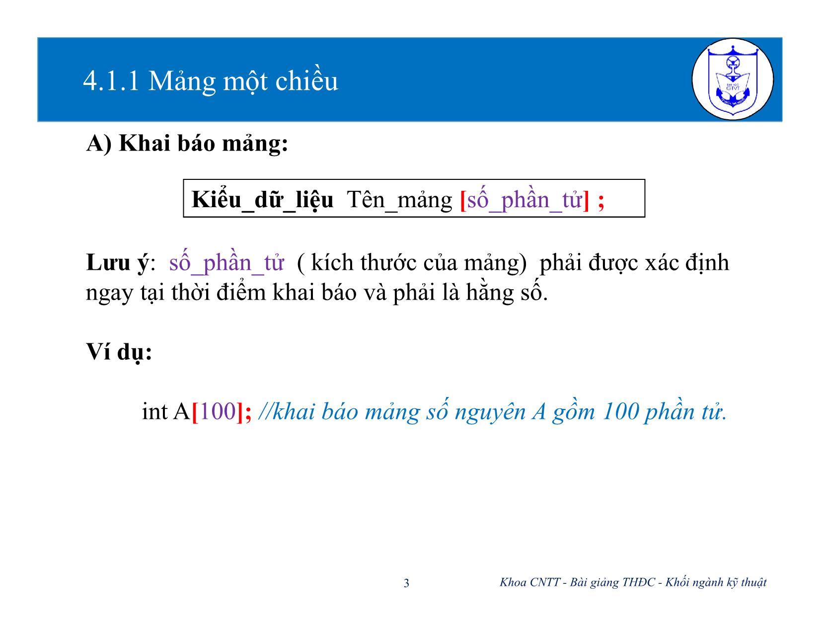 Bài giảng Kiến trúc máy tính (Phần 2) - Chương 4: Mảng và chuỗi - Nguyễn Văn Huy trang 3