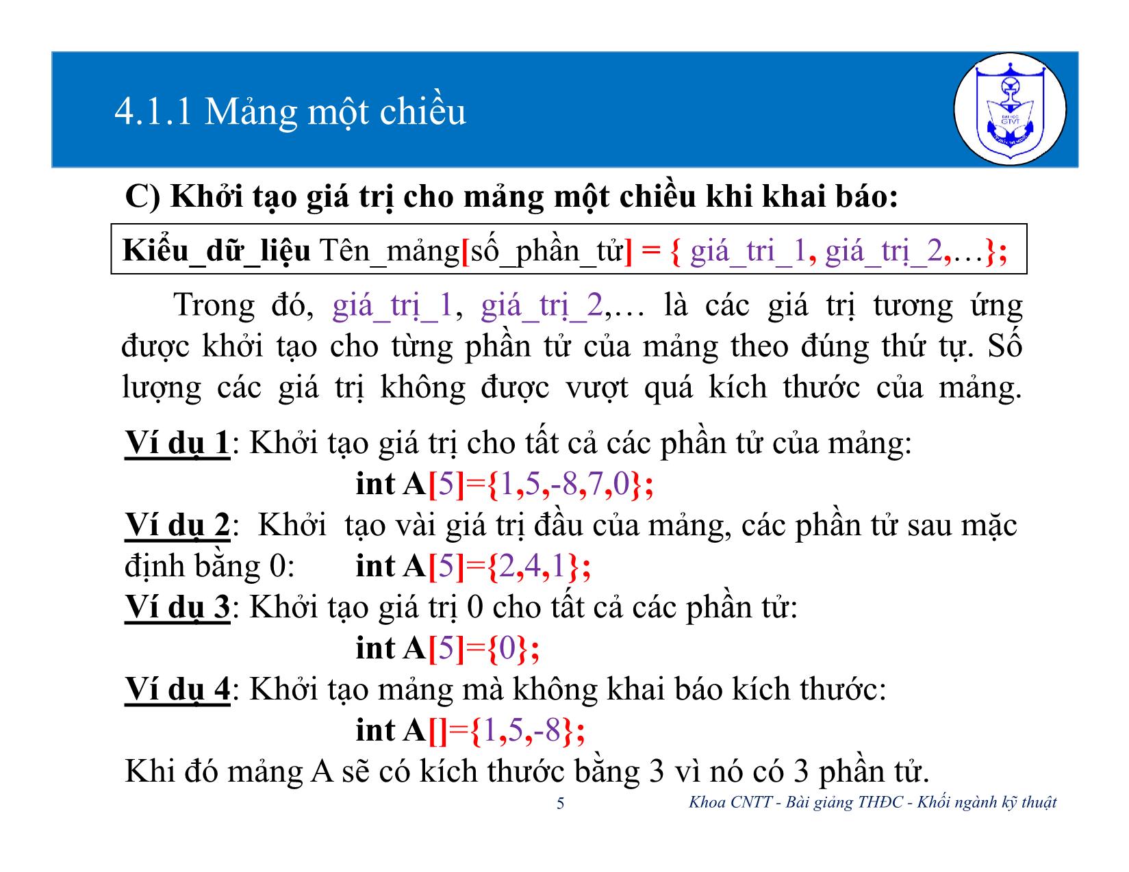 Bài giảng Kiến trúc máy tính (Phần 2) - Chương 4: Mảng và chuỗi - Nguyễn Văn Huy trang 5