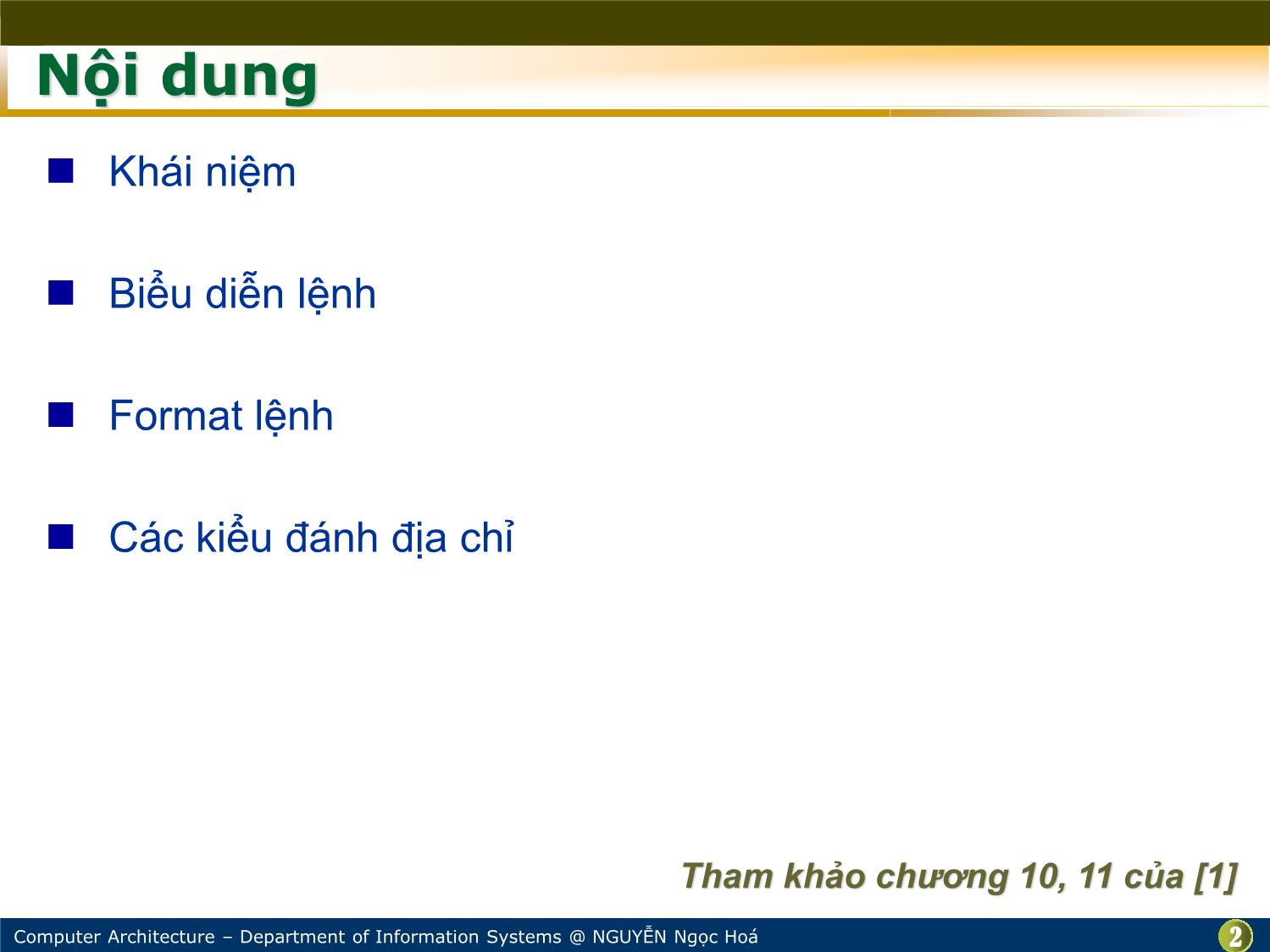 Bài giảng Kiến trúc máy tính - Chương: Tập lệnh - Nguyễn Ngọc Hóa trang 2