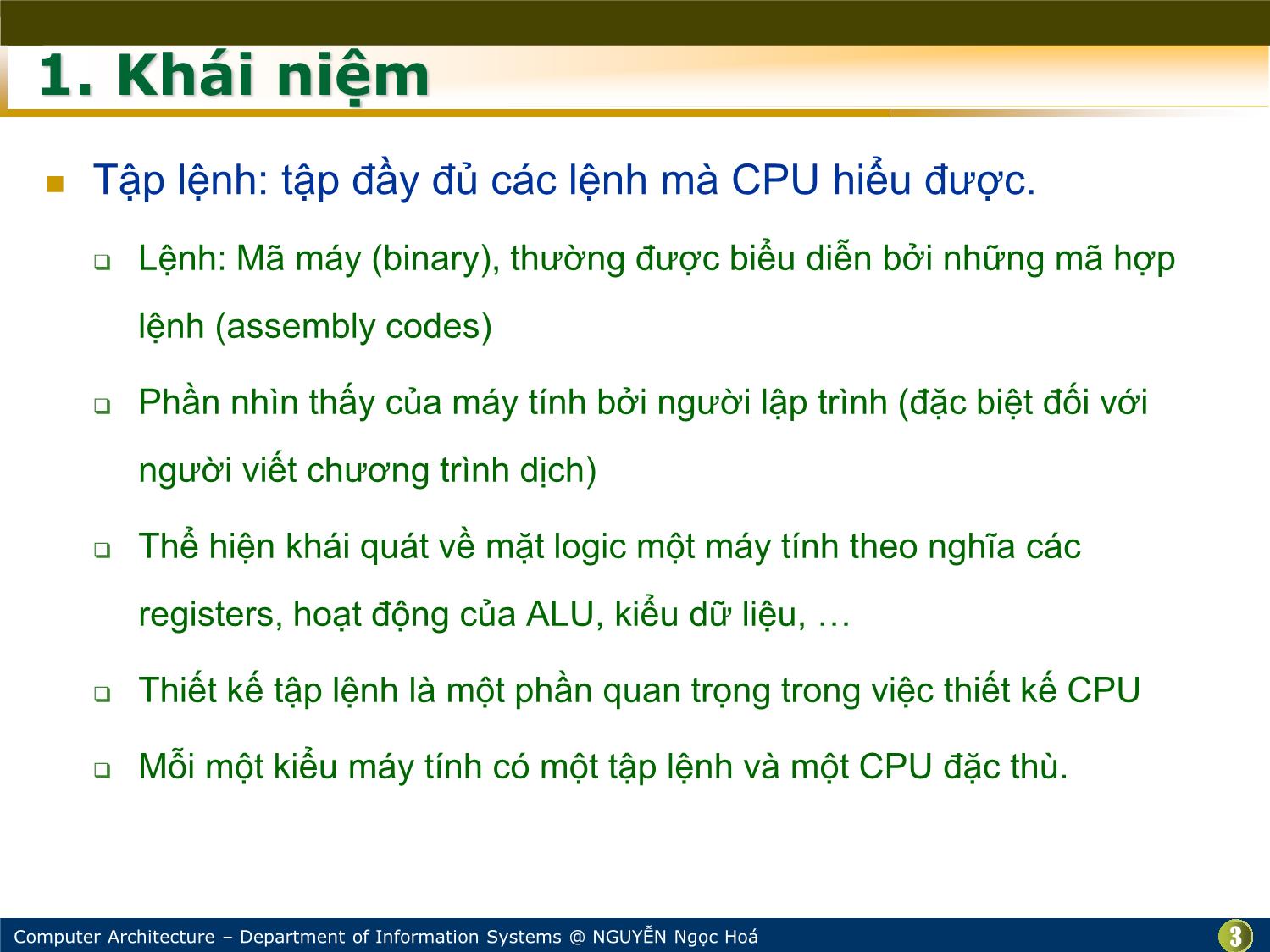 Bài giảng Kiến trúc máy tính - Chương: Tập lệnh - Nguyễn Ngọc Hóa trang 3