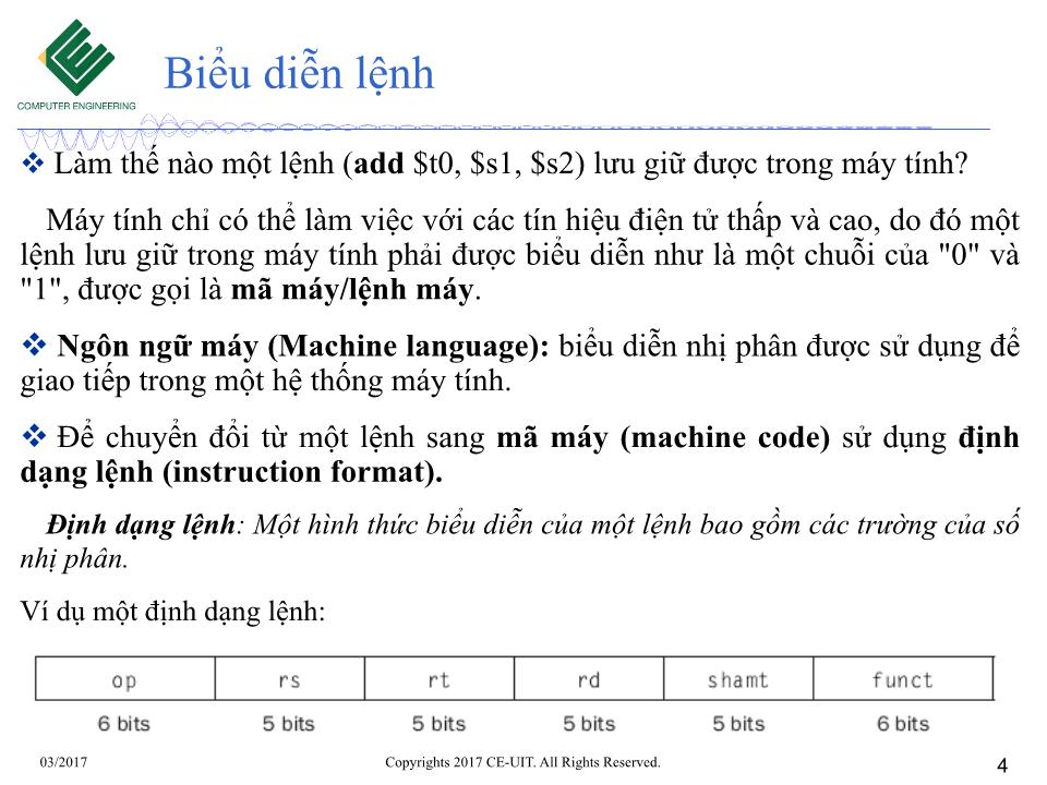 Bài giảng Kiến trúc máy tính - Tuần 4: Kiến trúc bộ lệnh (Tiếp theo) trang 4