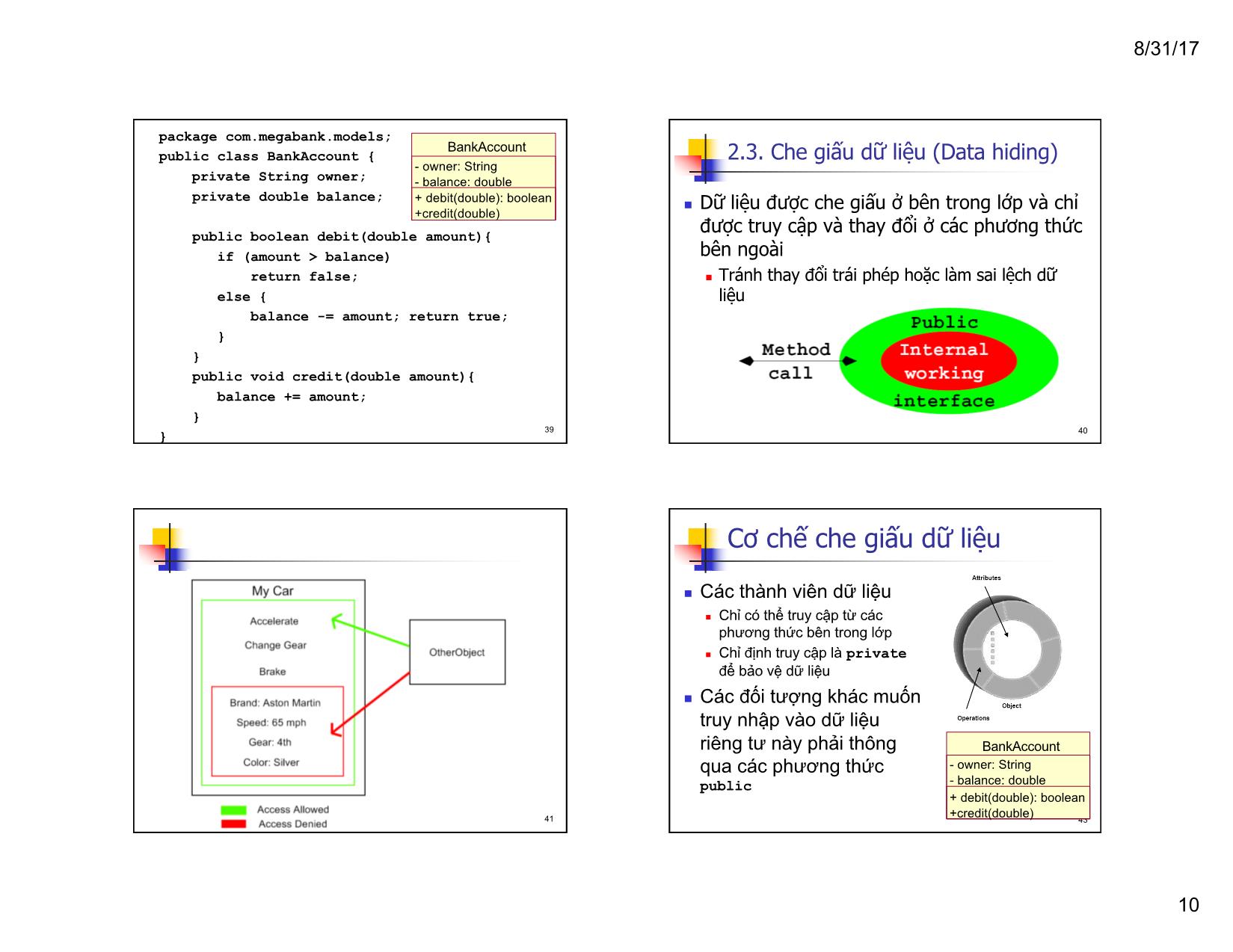 Bài giảng Lập trình hướng đối tượng - Chương 3: Đóng gói và xây dựng lớp, tạo và sử dụng đối tượng trang 10