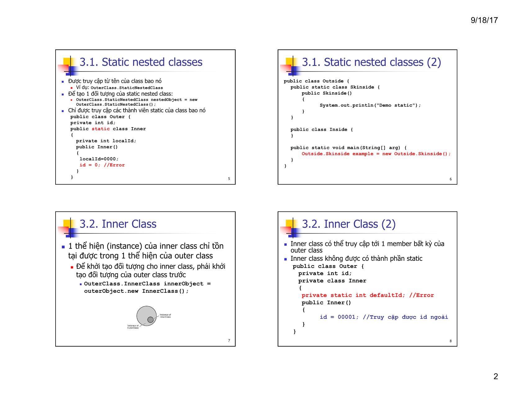 Bài giảng Lập trình hướng đối tượng - Chương 4, Phần 2: Nested Class trang 2