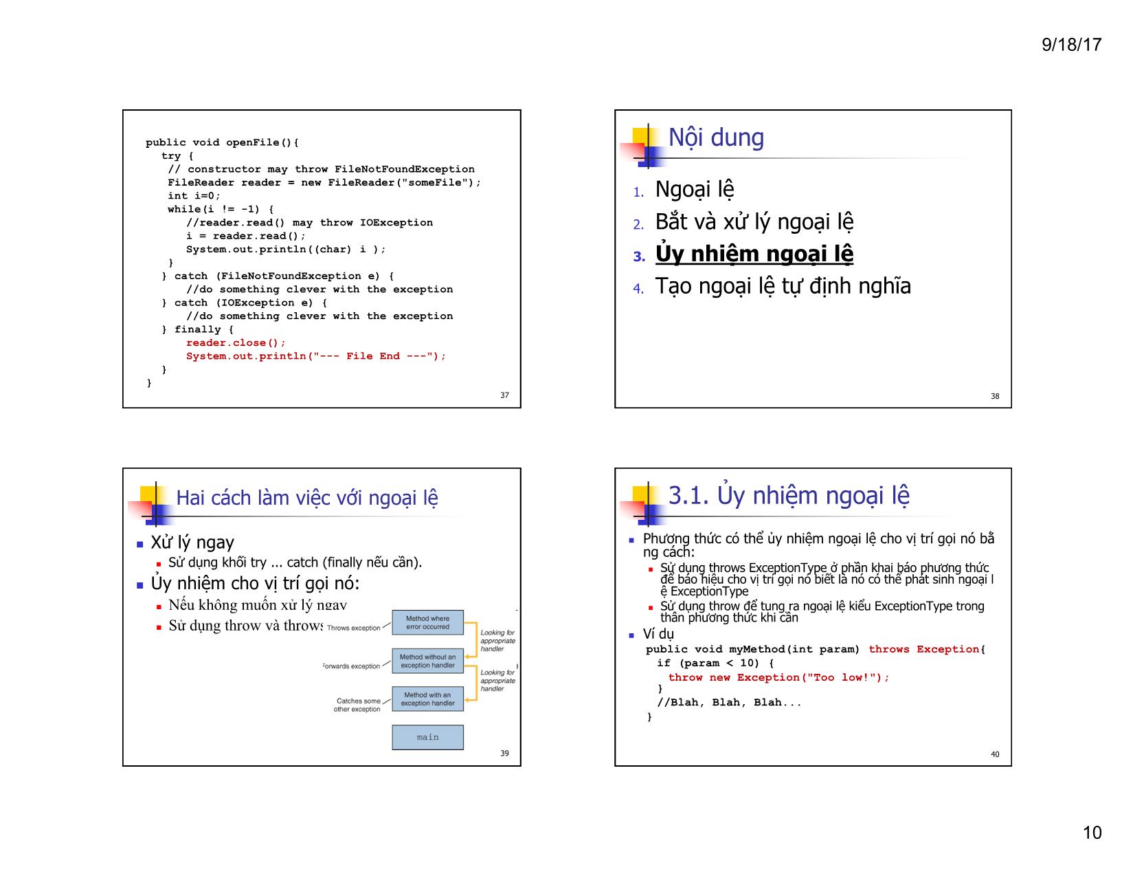 Bài giảng Lập trình hướng đối tượng - Chương 8: Ngoại lệ và xử lý ngoại lệ trang 10