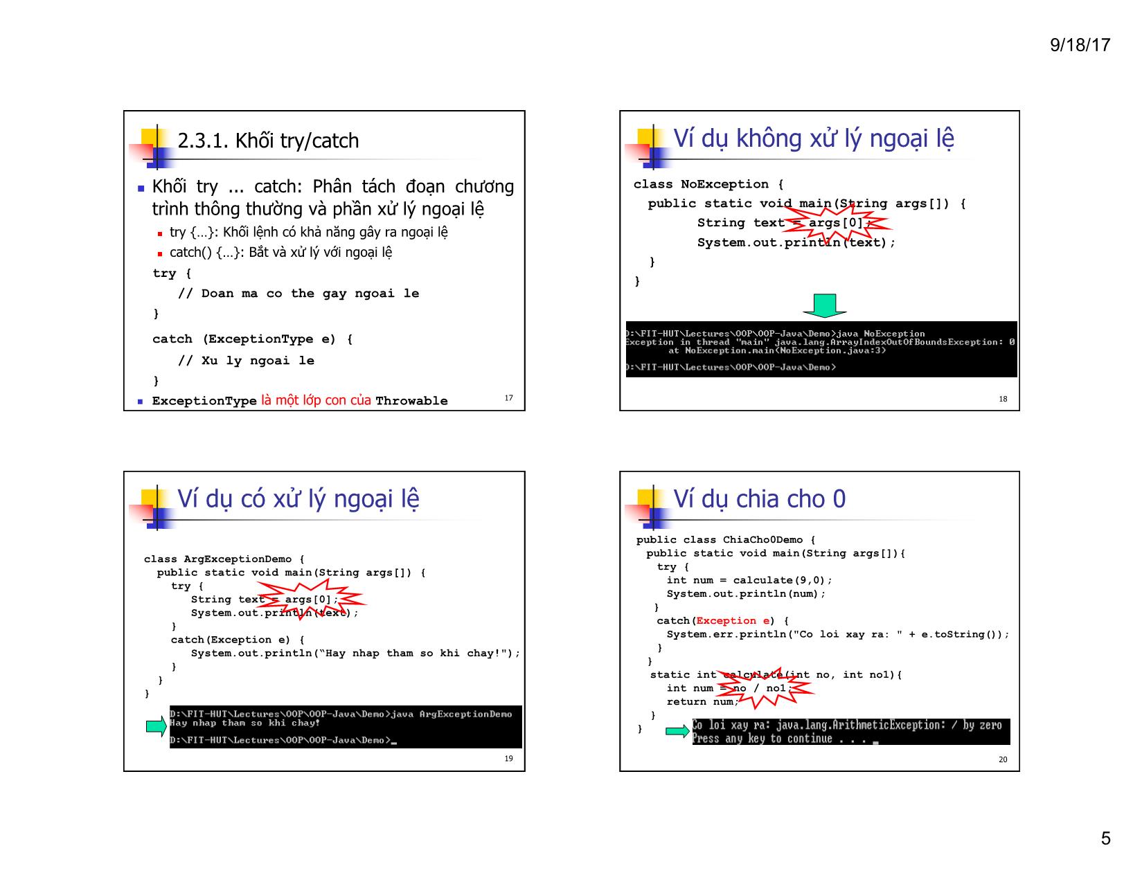 Bài giảng Lập trình hướng đối tượng - Chương 8: Ngoại lệ và xử lý ngoại lệ trang 5