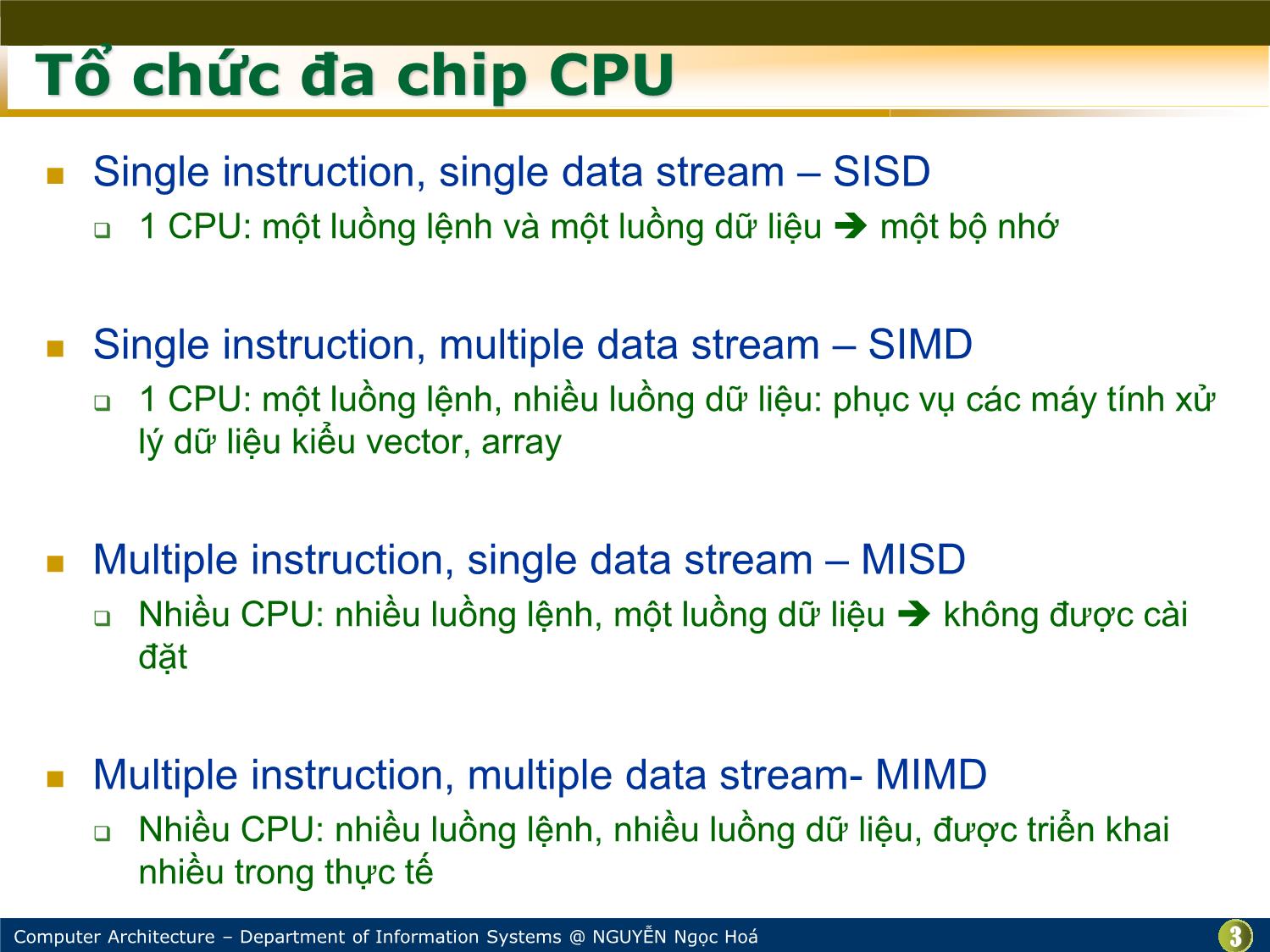 Bài giảng Kiến trúc máy tính - Chương: Xử lý song song và đa lõi - Nguyễn Ngọc Hóa trang 3