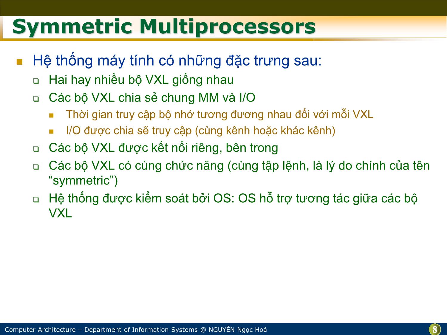 Bài giảng Kiến trúc máy tính - Chương: Xử lý song song và đa lõi - Nguyễn Ngọc Hóa trang 8