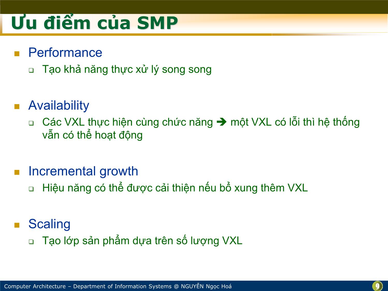 Bài giảng Kiến trúc máy tính - Chương: Xử lý song song và đa lõi - Nguyễn Ngọc Hóa trang 9