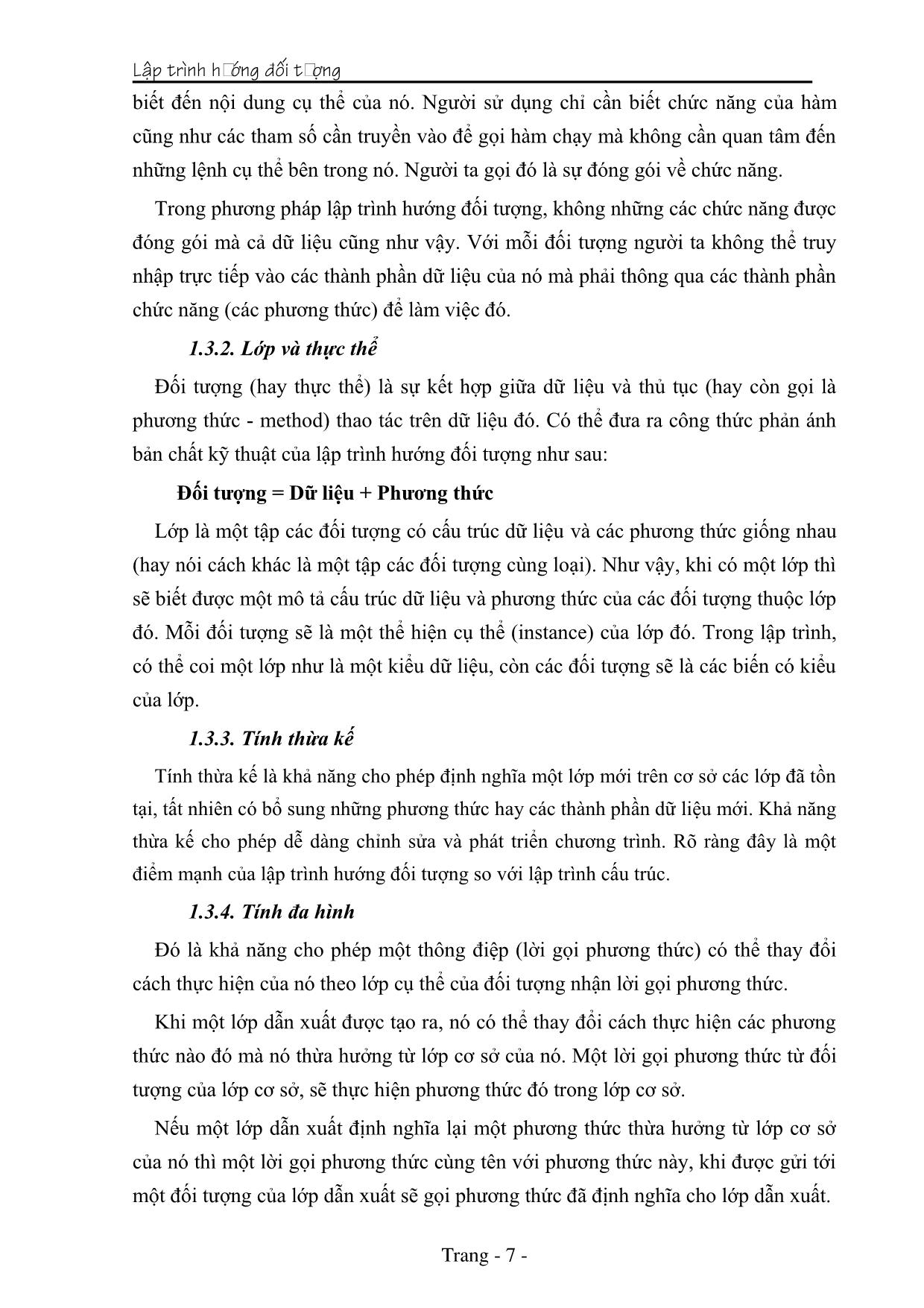 Giáo trình Lập trình hướng đối tượng (Phần 1) trang 7