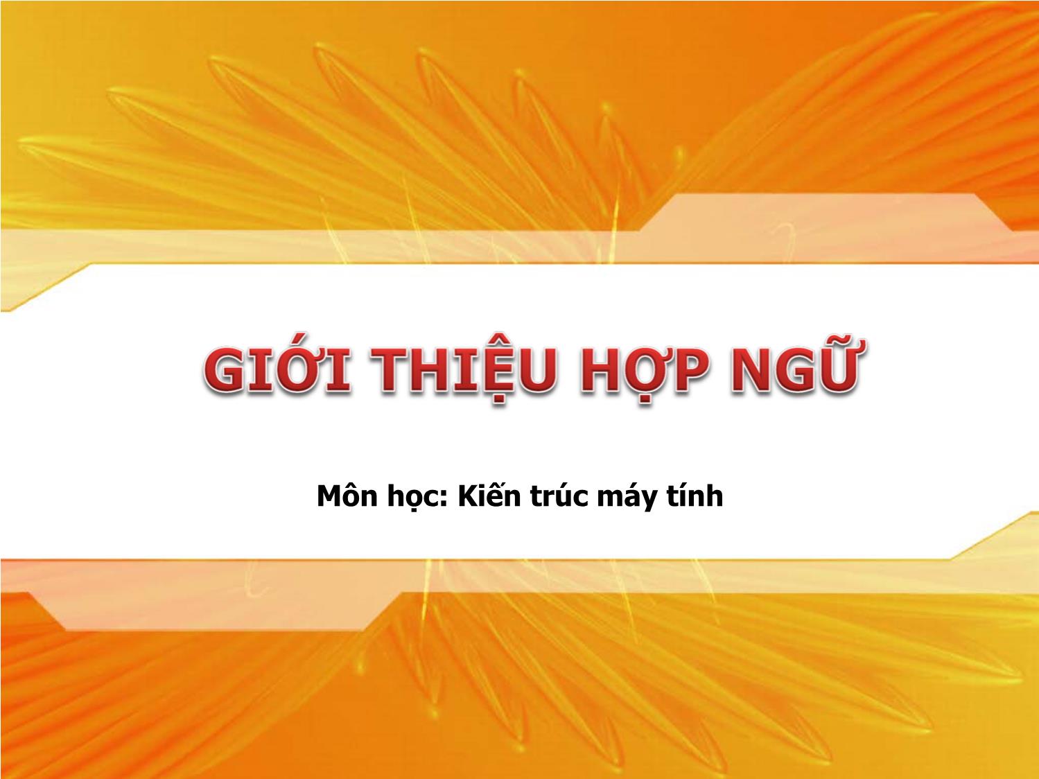 Bài giảng Kiến trúc máy tính - Chương: Giới thiệu hợp ngữ trang 1