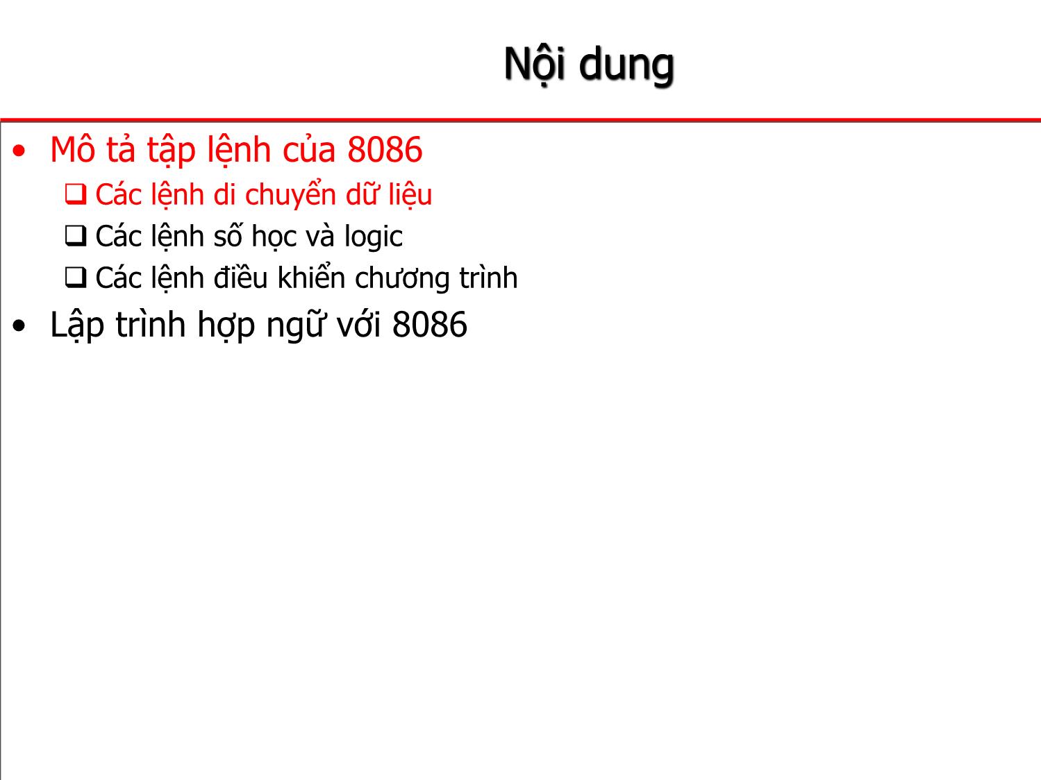 Bài giảng Kiến trúc máy tính - Chương: Lập trình hợp ngữ 8086 trang 3